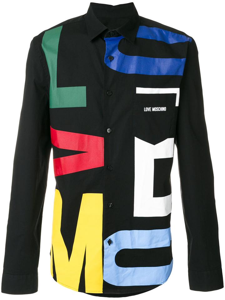 Love Moschino - Letter Print Shirt - Men - Cotton/spandex/elastane - M, Black, Cotton/spandex/elastane