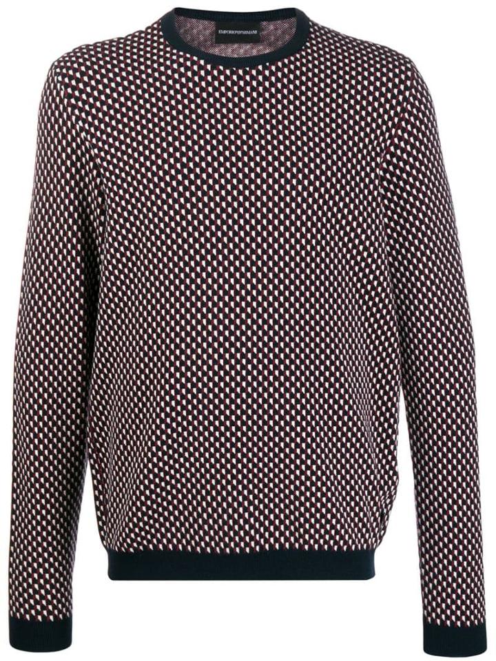 Emporio Armani Geometric Jacquard Jumper - Blue