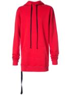 Unravel Project Elongated Drawstring Hoodie - Red