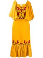 Sleeping Gypsy Embroidered Front Dress - Yellow