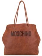 Moschino Logo Embossed Tote Bag - Brown