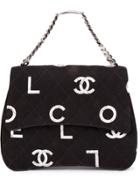 Chanel Vintage Logo Print Tote - Black