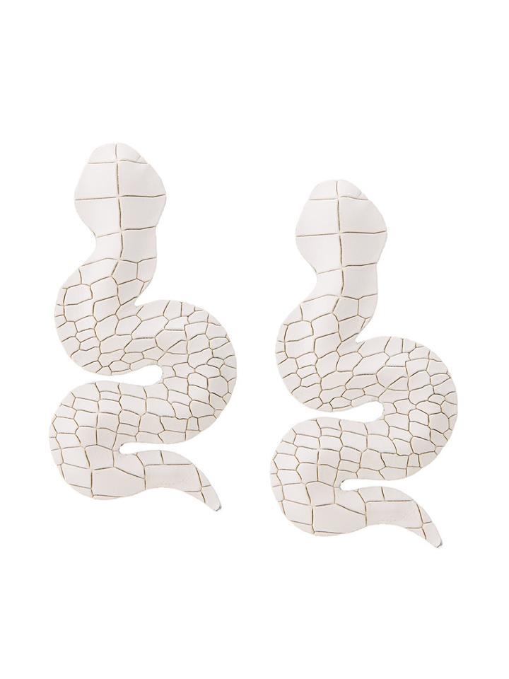 Lako Bukia X Natia Khutsishvili Snake Earring, White