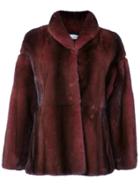 Oscar De La Renta Shawl Collar Fur Jacket - Red