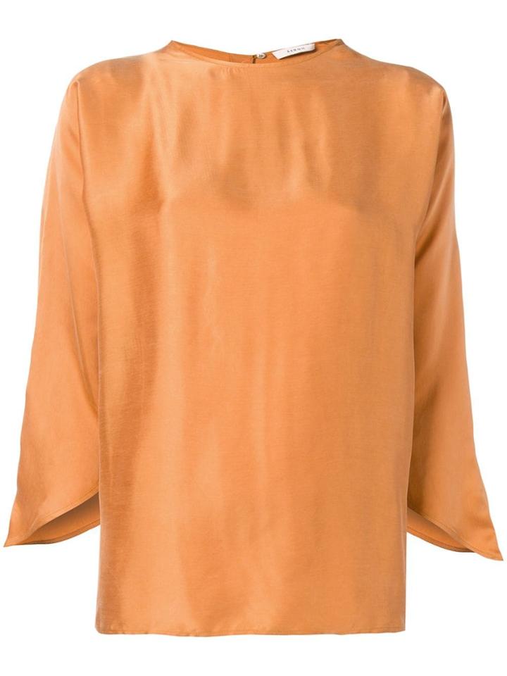 Áeron Asymmetric Sleeve Blouse - Orange