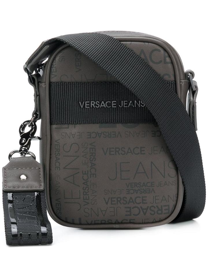 Versace Jeans Logo Zipped Shoulder Bag - Grey