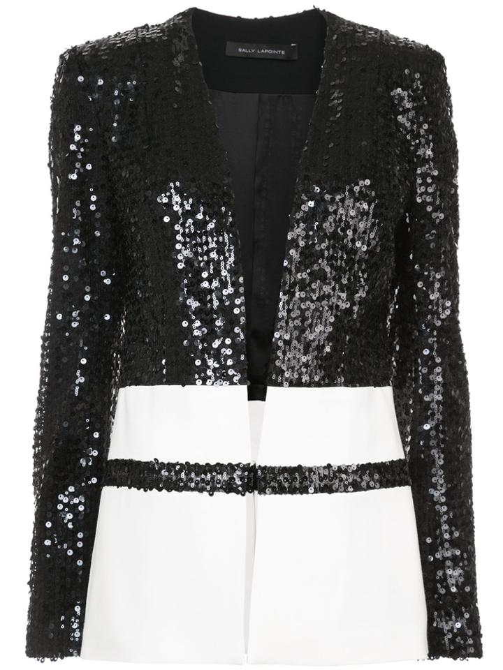 Sally Lapointe Contrast Panelled Sequin Jacket - Black