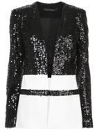 Sally Lapointe Contrast Panelled Sequin Jacket - Black