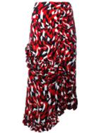 Marni Shatter Print Ruffled Skirt, Women's, Size: 38, Red, Viscose