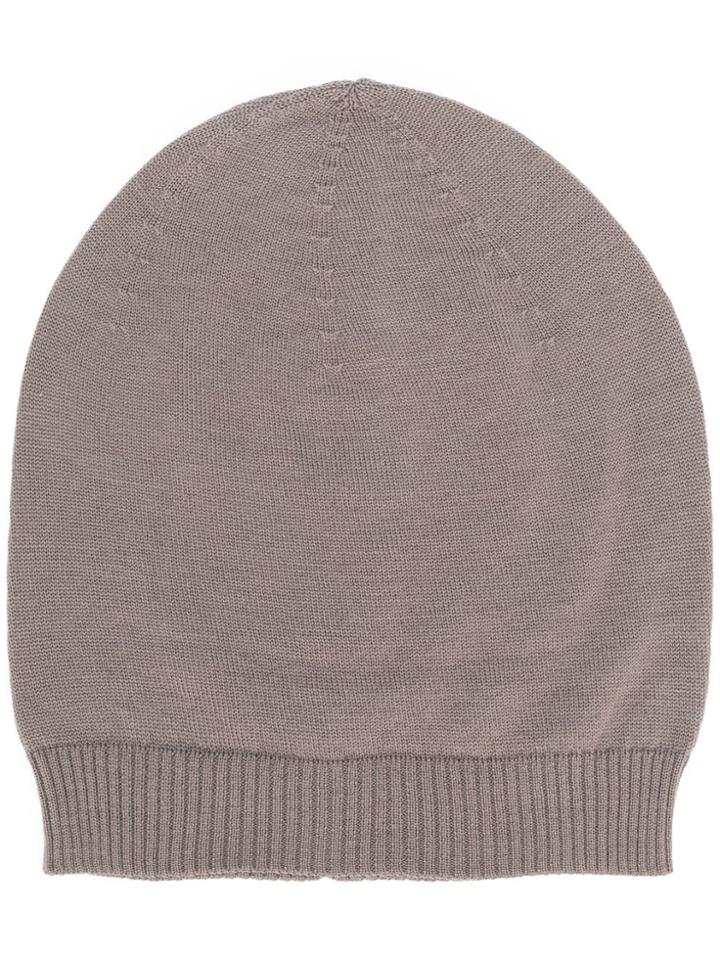 Rick Owens Ribbed Trim Beanie - Grey