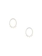 Natalie Marie 14kt White Gold Mahina Diamond And Pearl Studs - Silver