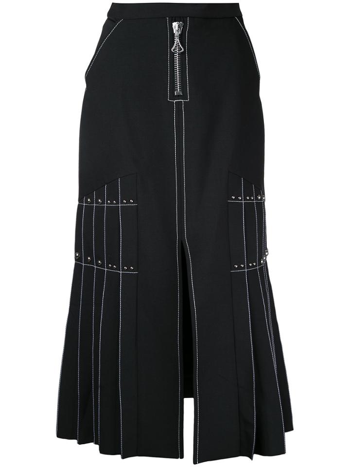Ellery Pleated Side Maxi Skirt - Black