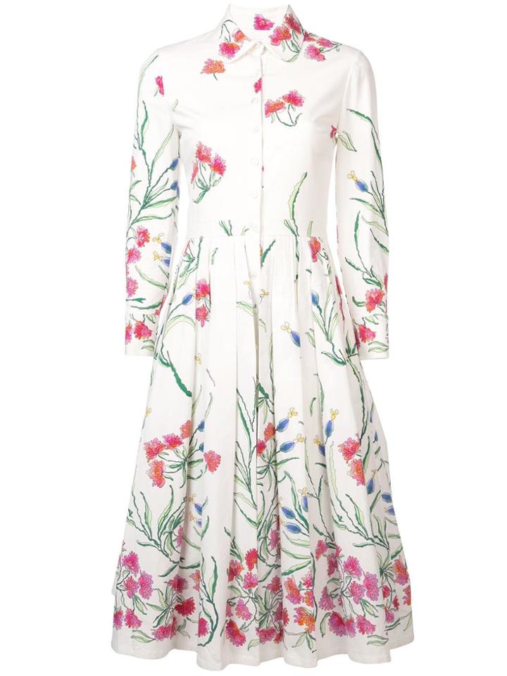 Carolina Herrera Floral Patterned Shirt Dress - White