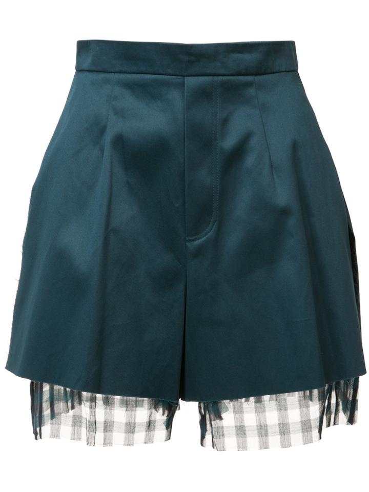 Yang Li Frayed Edges Layered Shorts - Green