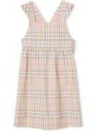 Burberry Kids Teen Ruffle Detail Check Cotton Dress - Pink