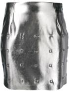 Pinko Metallic Studded Short Skirt - Silver