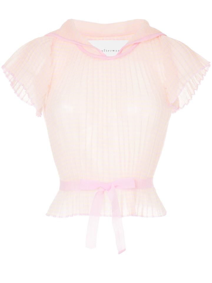 Writtenafterwards Belted Striped Plissé Top - Pink & Purple