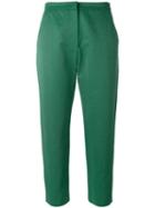 Msgm Cropped Pants, Women's, Size: 42, Green, Cotton/polyamide/polyester
