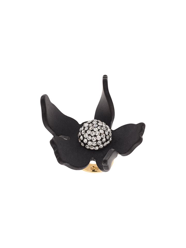 Lele Sadoughi Large Flower Ring - Black