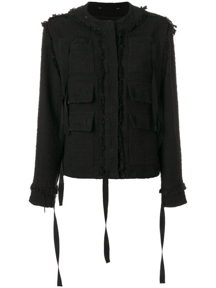 Msgm Patch Pocket Tweed Jacket - Black