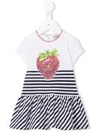 Monnalisa - Strawberry Stripe Dress - Kids - Cotton/spandex/elastane - 12 Mth, White