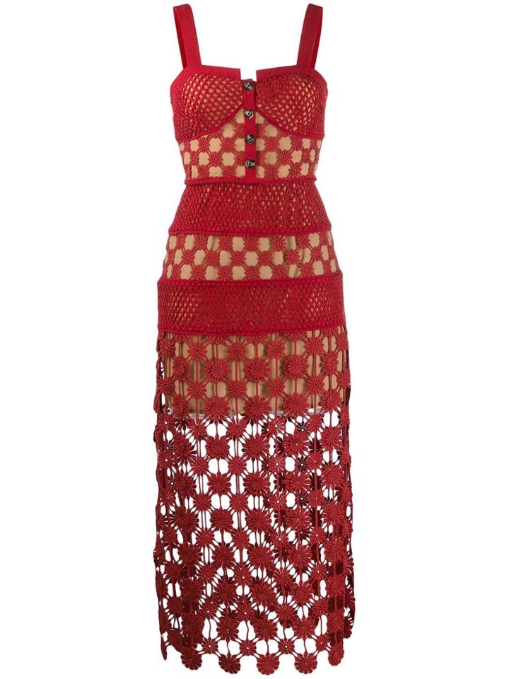 Self-portrait Crochet Dress - Red