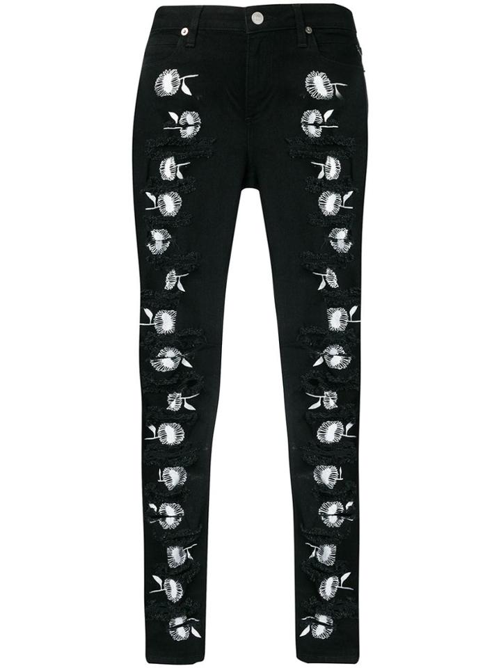 1017 Alyx 9sm Distressed Embroidered Slim-fit Jeans - Black