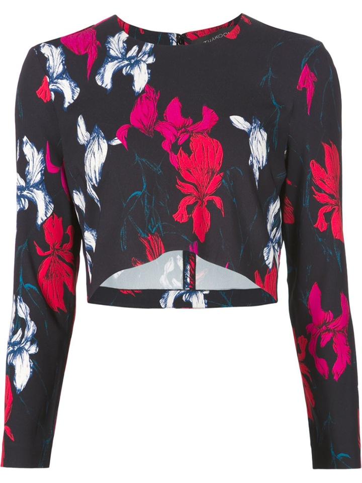 Thakoon Flower Print Cropped Top - Blue