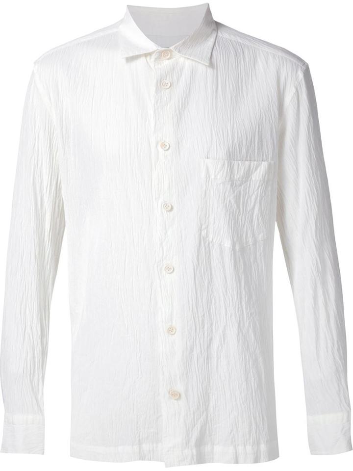 Issey Miyake Men Creased Shirt, Size: 5, White, Cotton