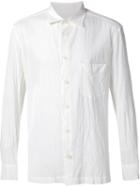 Issey Miyake Men Creased Shirt, Size: 5, White, Cotton