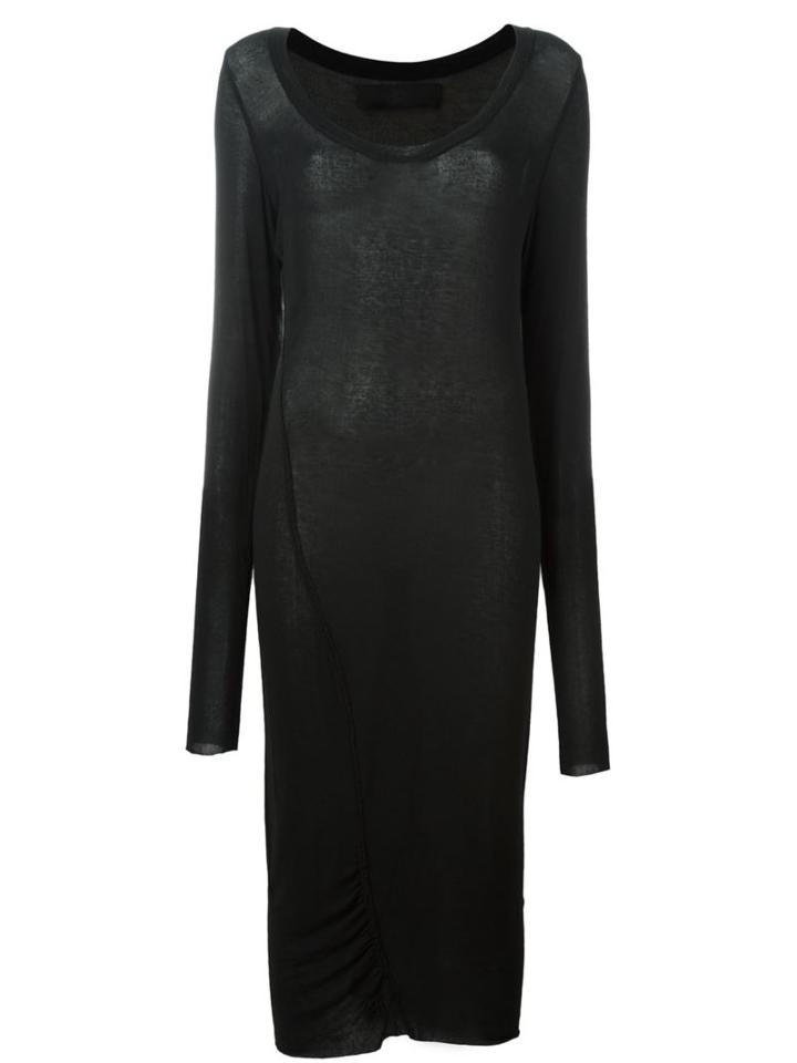 Marc Le Bihan Scoop Neck Midi Dress, Women's, Size: 42, Black, Spandex/elastane/viscose/wool