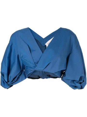 Ports Pure Wrap Cropped Blouse - Blue