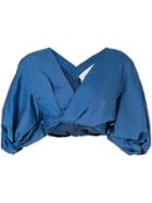 Ports Pure Wrap Cropped Blouse - Blue