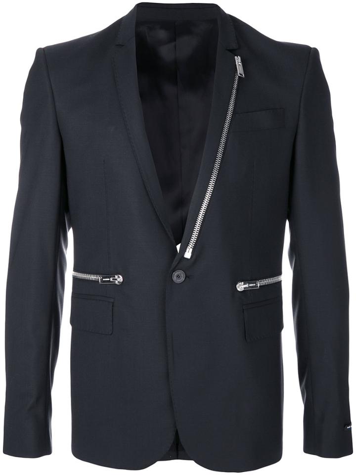Les Hommes Zip Trim Blazer - Black