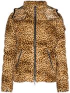 Moncler Bady Leopard Print Down Coat - Brown