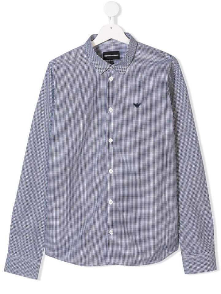 Emporio Armani Kids Teen Long-sleeve Check Shirt - Blue