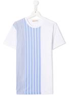 Marni Kids Teen Striped Panel T-shirt - White