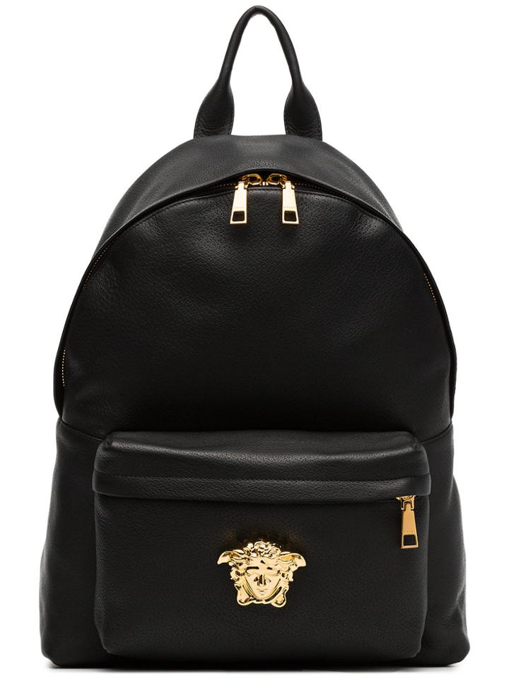 Versace Black Medusa Lead Leather Backpack