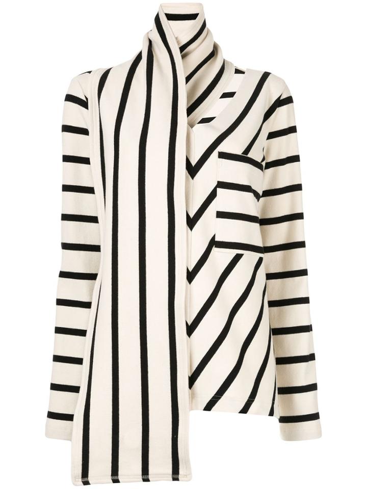 Goen.j Scarf Striped Top - White