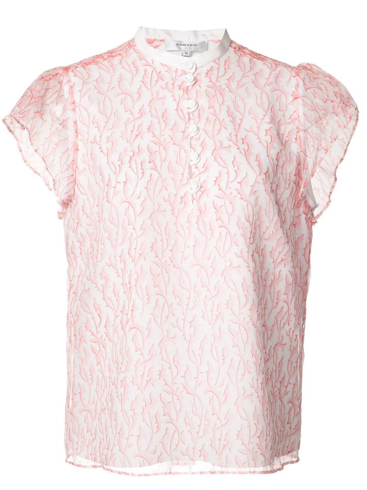 Carven Layered Cap-sleeve Blouse, Women's, Size: 6, Pink/purple, Silk/viscose/cotton