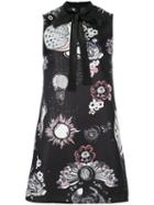 Giamba - Abstract Print Mini Dress - Women - Polyester/viscose/acrylic/silk - 42, Black, Polyester/viscose/acrylic/silk