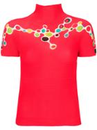 Issey Miyake Vintage Abstract Dot Pleated Blouse - Red
