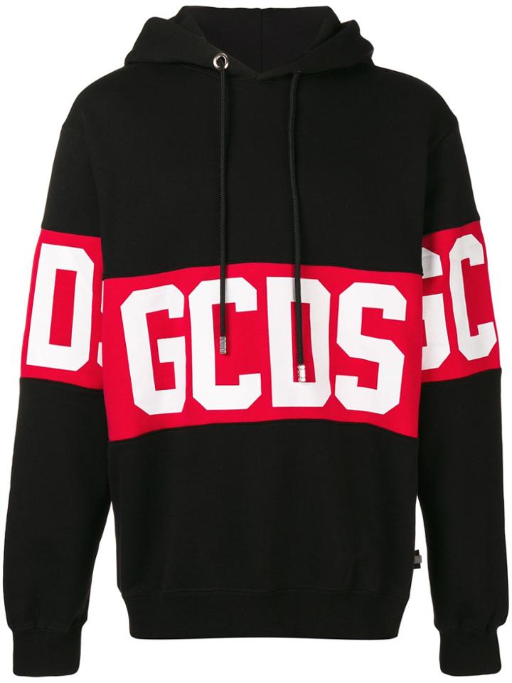 Gcds Logo Stripe Hoodie - Black