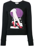 Yazbukey Lock Print Sweatshirt, Women's, Size: Small, Black, Cotton