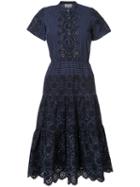 Sea - English Embroidery Pinstriped Dress - Women - Cotton - 10, Blue, Cotton