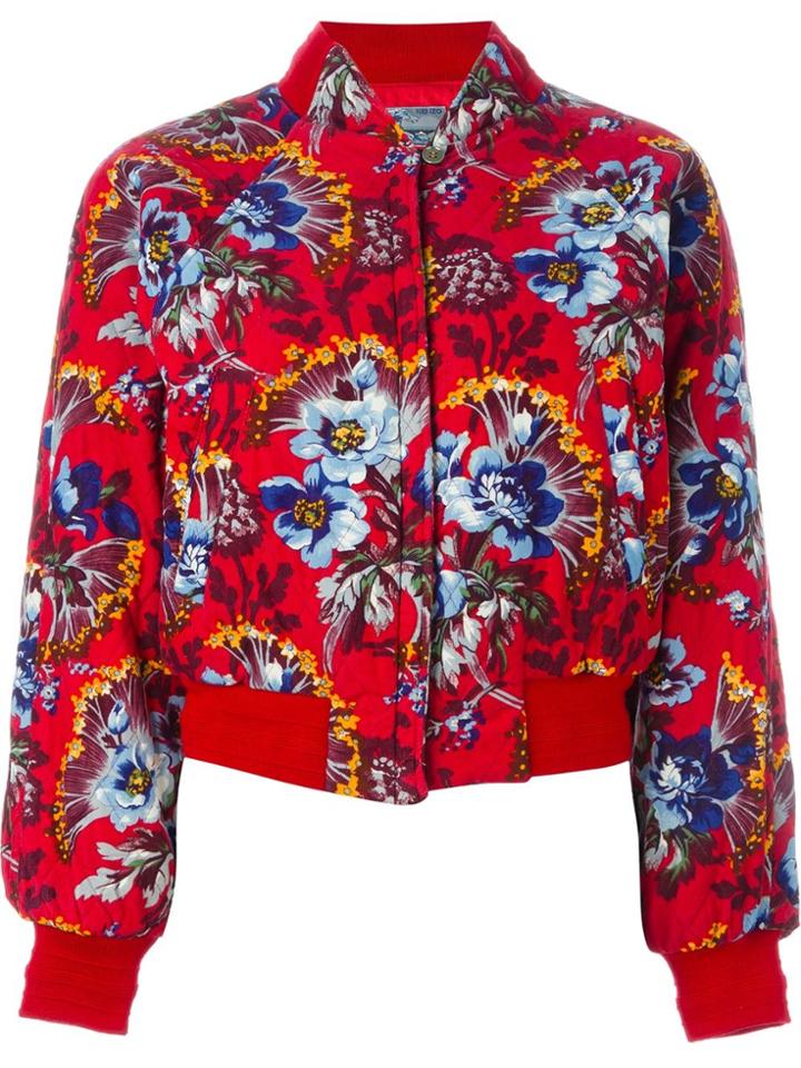Kenzo Vintage Quilted Bomber Jacket - Red