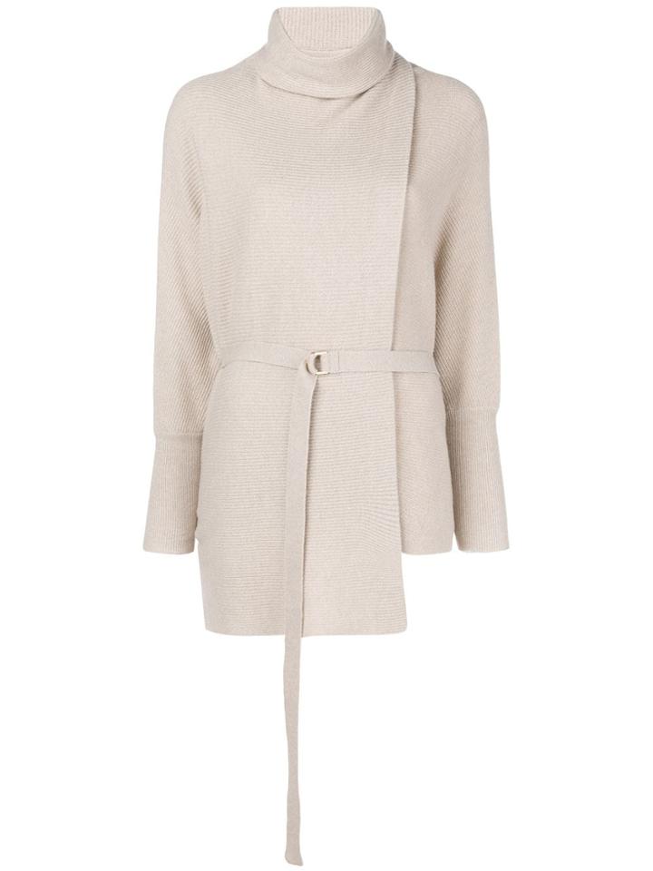 Agnona Turtleneck Wrap Cardigan - Nude & Neutrals
