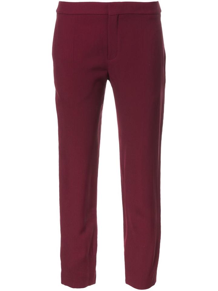 Chloé Cropped Trousers, Women's, Size: 40, Red, Viscose/acetate