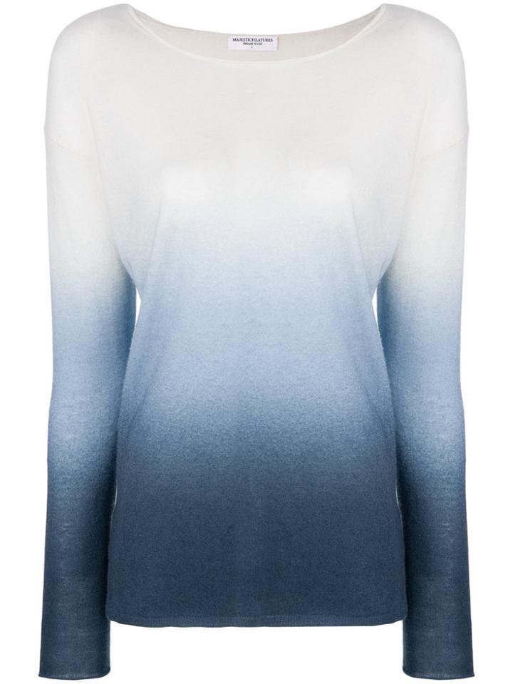 Majestic Filatures Ombre Knitted Round Neck Top - Blue