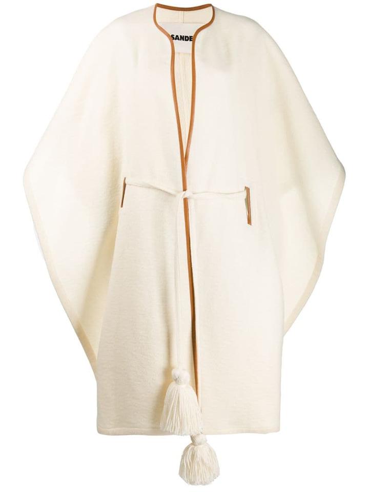Jil Sander Oversized Belted Cape - Neutrals